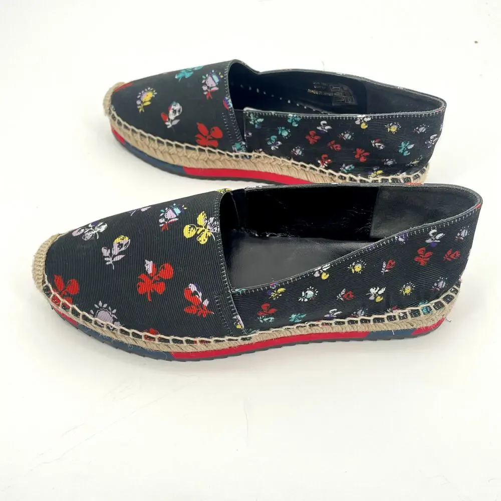 Diane Von Furstenberg Navy Floral Tulum Espadrille Flats // 7